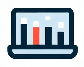 Icon showing a bar chart on a laptop screen